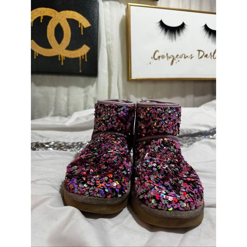 Ugg Classic Mini Stellar Sequin Boot In Purple (M… - image 2